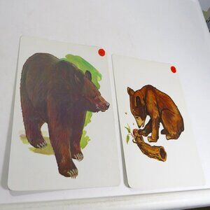 Peabody 60s ANIMALS Grizzly Brown Bear & Cub (2) cards Vintage Artwork